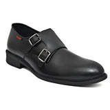 OSTRICHFITR HANDCRAFTED BLACK DOUBLE MONK STRAP FORMAL SHOES LOAFER WITH CAP TOE FOR MEN OF-6528BLK