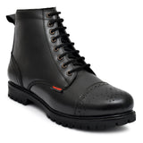 OstrichFit Men's handmade lace-up ankle boots in Black leather Art OF-6535