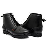 OstrichFit Men's handmade lace-up ankle boots in Black leather Art OF-6535