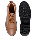 OSTRICHFIT LACE-UP COMBAT POLICE DMS BOOT TAN & BLACK SIZE 6-10 FOR MEN AND GIRLS OF-PS102TAN