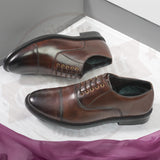 OstrichFit HANDCRAFTED OXFORD  PLAIN FORMAL LACEUP DERBY SHOES WITH CAP TOE FOR MEN ART OF-6515
