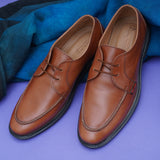 Ostrichfit Men's elegant vintage tan derby in woven leather ART OF-215TAN
