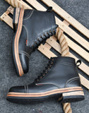 OstrichFit Men's handmade lace-up ankle boots in Black leather (ART-OF-PR-DEL1002)