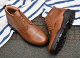 OSTRICHFIT LACE-UP COMBAT POLICE DMS BOOT TAN & BLACK SIZE 6-10 FOR MEN AND GIRLS OF-PS102TAN