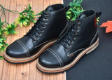 OstrichFit Men's handmade lace-up ankle boots in Black leather (ART-OF-PR-DEL1002)