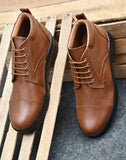 OSTRICHFIT LACE-UP COMBAT POLICE DMS BOOT TAN & BLACK SIZE 6-10 FOR MEN AND GIRLS OF-PS102TAN