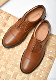OstrichFit HANDCRAFTED OXFORD TAN PLAIN FORMAL LACEUP DERBY SHOES WITH CAP TOE FOR MEN OF-PS101TAN Article no.: 01