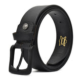 Men Black Solid Leather Belt Art 1002 BLK
