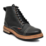 OstrichFit Men's handmade lace-up ankle boots in Black leather (ART-OF-PR-DEL1002)