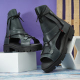 Women's ankle boot with in midnight leather OF-6406
