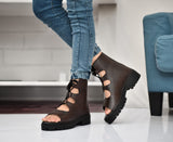 Women's ankle boot with Dark Borwn leather OF-6405