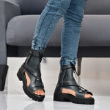 Women's ankle boot with in midnight leather OF-6406