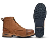 OstrichFit Men's handmade lace-up ankle boots in tan suede leather (ART-OF-PR-DEL1001)