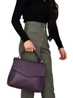 Women Purple Medium-Size Leather Bag Style Code 3007Purple