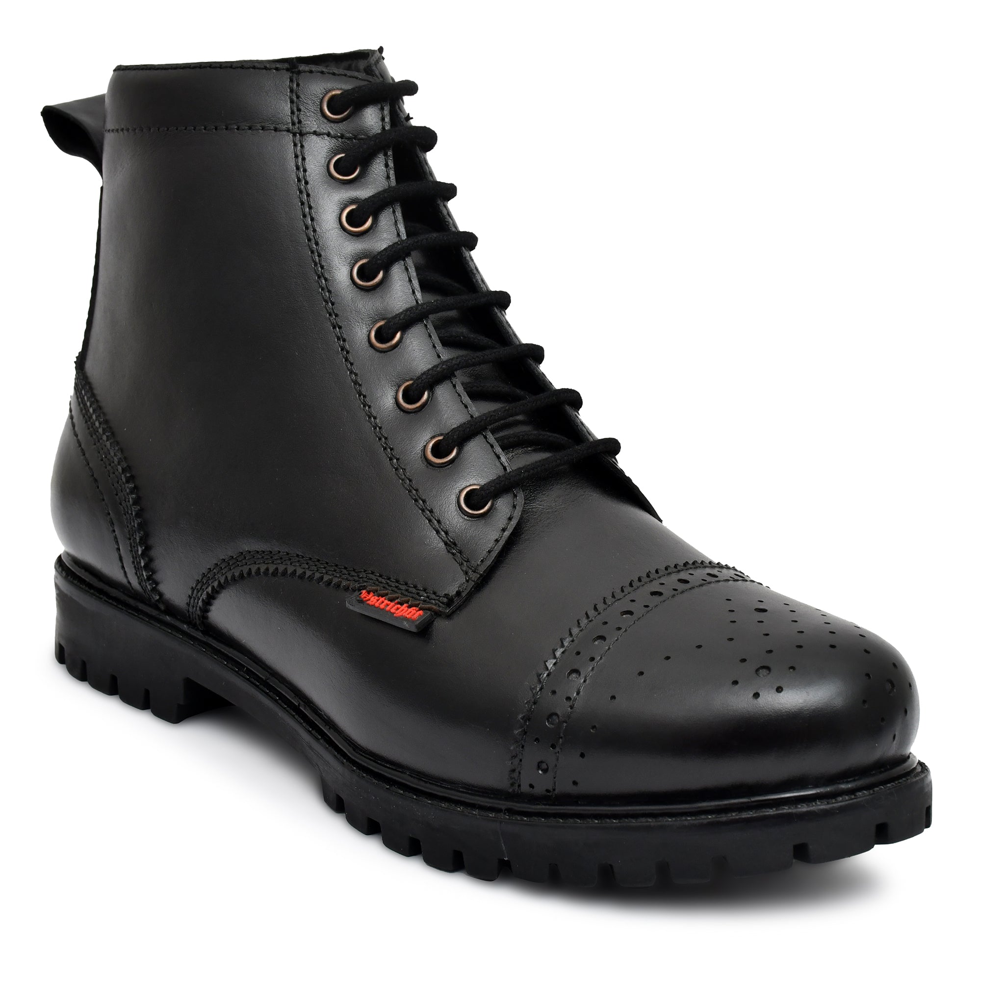 OstrichFit Men's handmade lace-up ankle boots in Black leather Art OF-6535