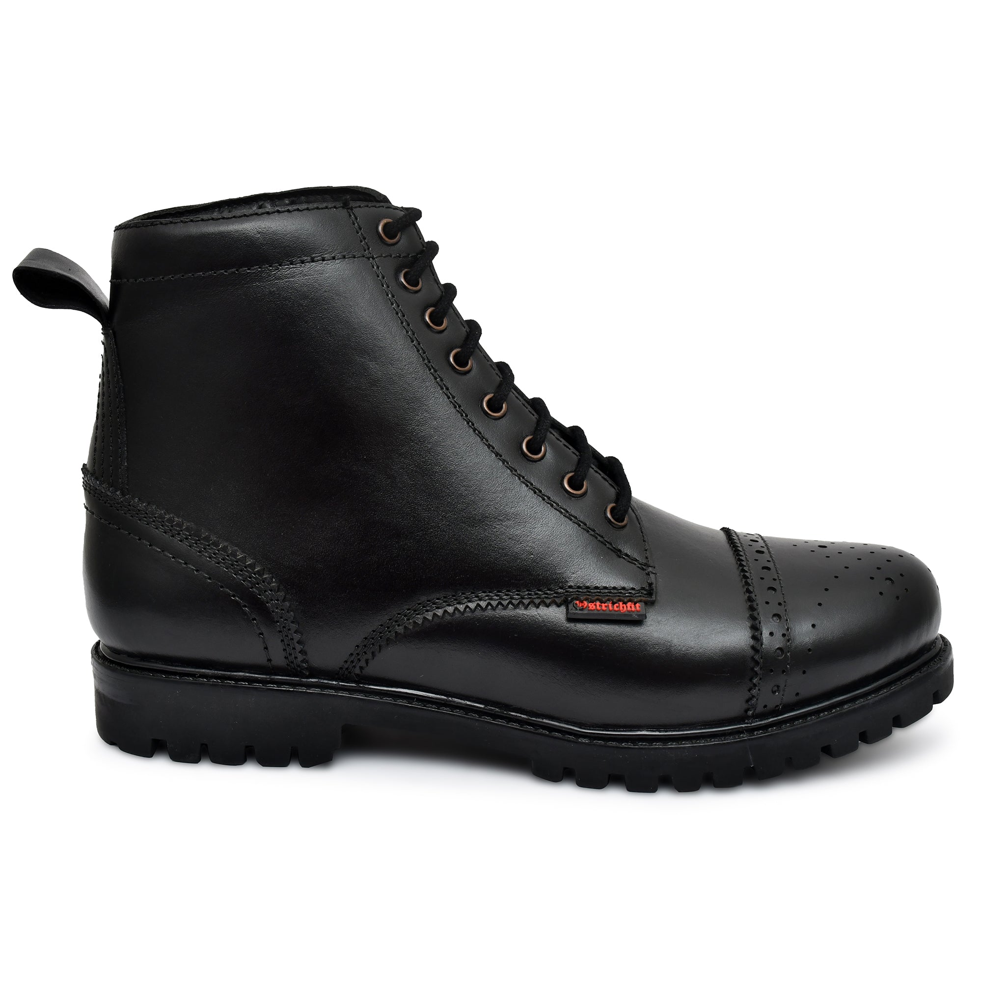 OstrichFit Men's handmade lace-up ankle boots in Black leather Art OF-6535
