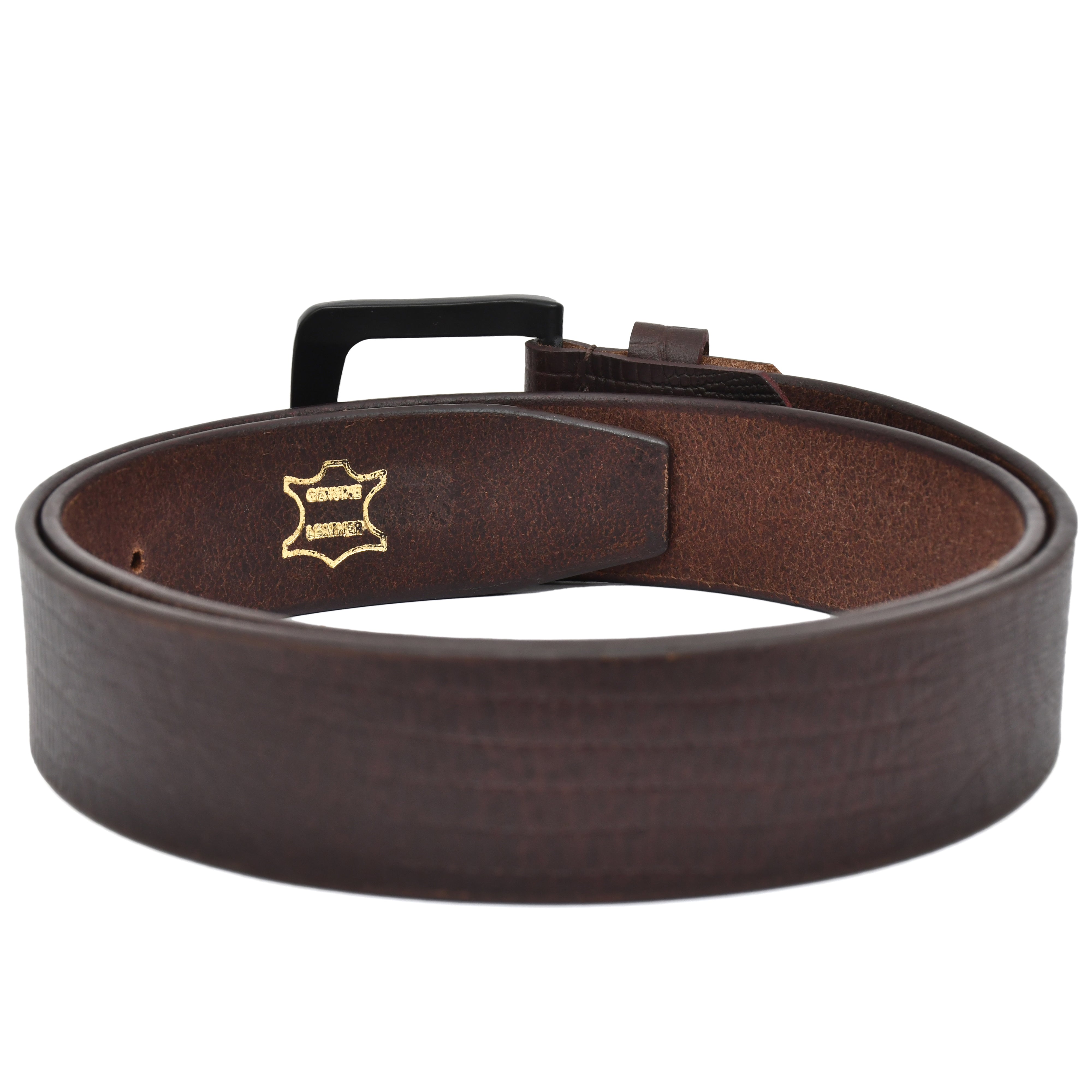 Men Brown Solid Leather Belt Art 1003 BRN