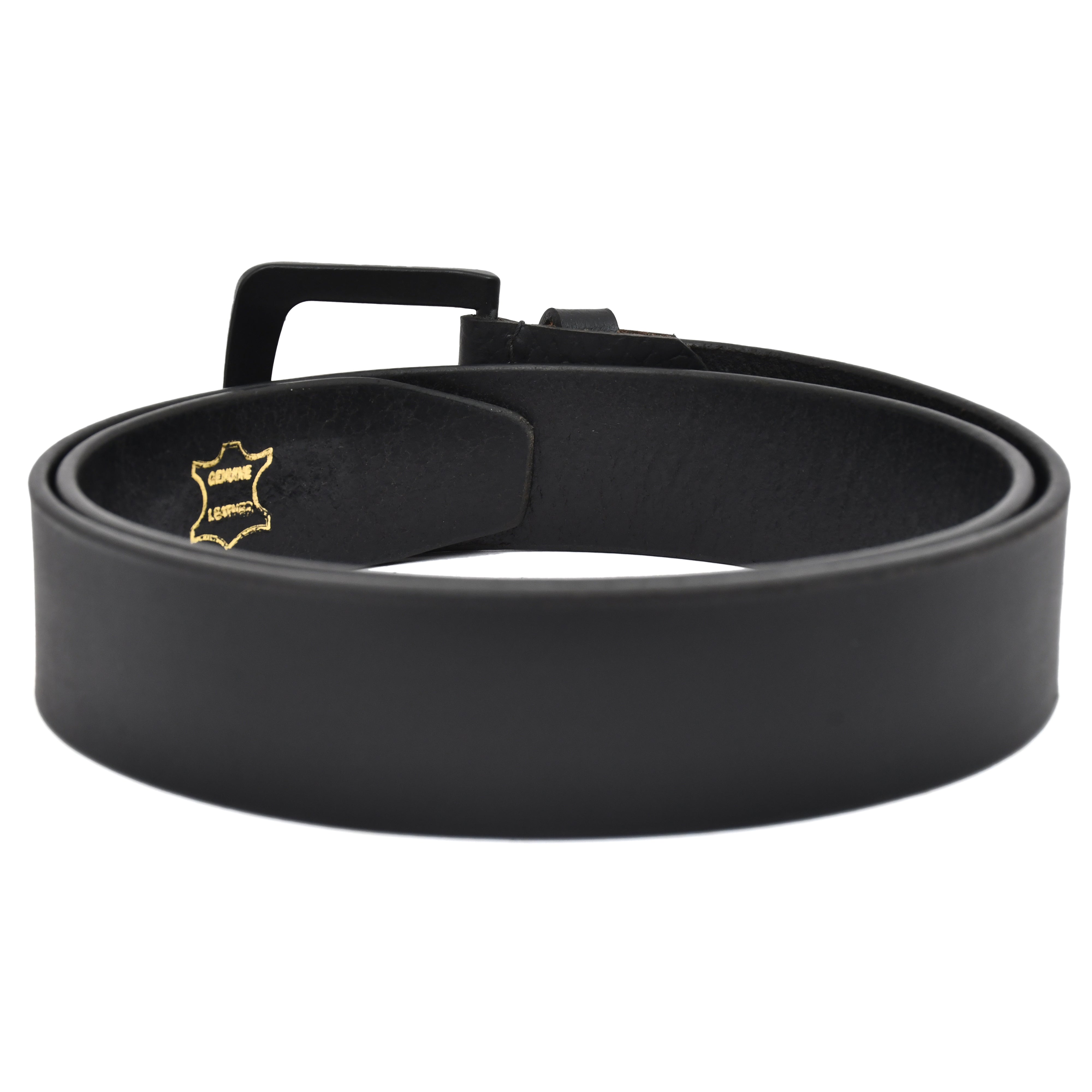 Men Black Solid Leather Belt Art 1002 BLK