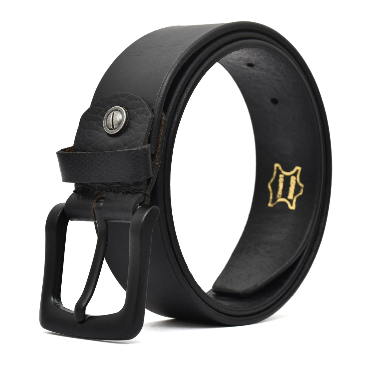 Men Black Solid Leather Belt Art 1002 BLK