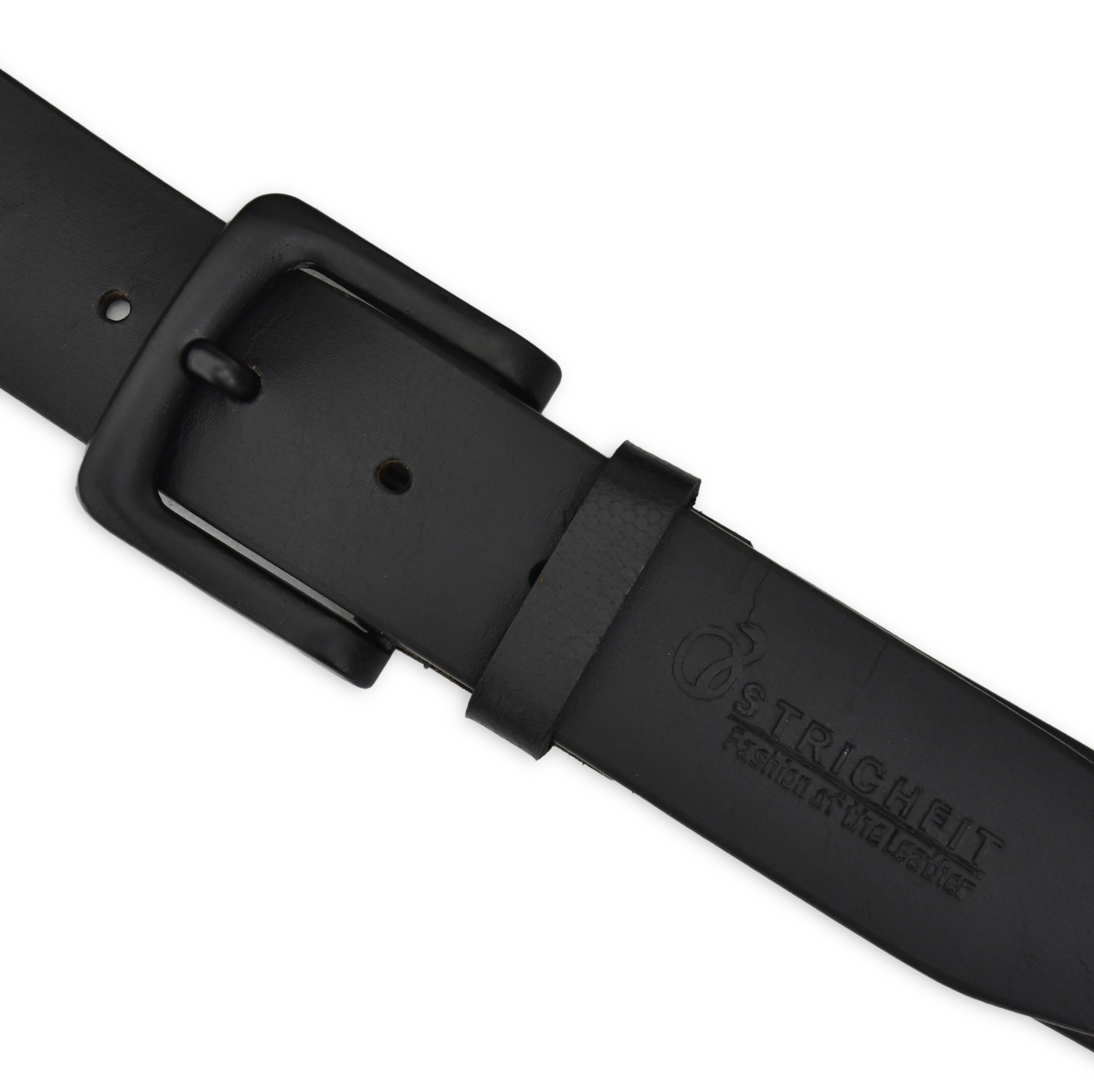 Men Black Solid Leather Belt Art 1002 BLK