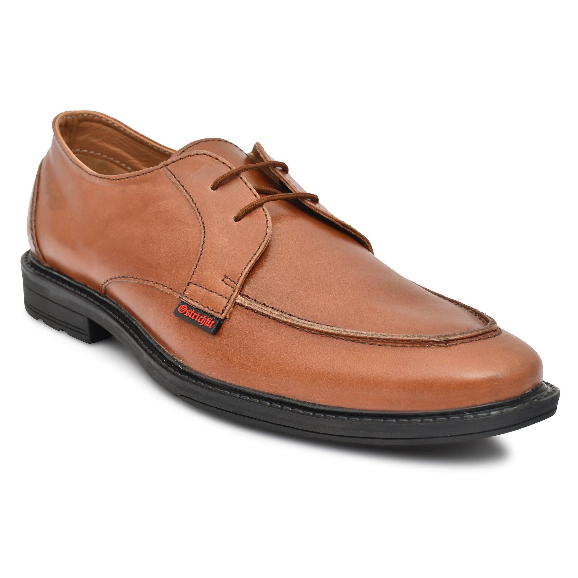 Ostrichfit Men's elegant vintage tan derby in woven leather ART OF-215TAN