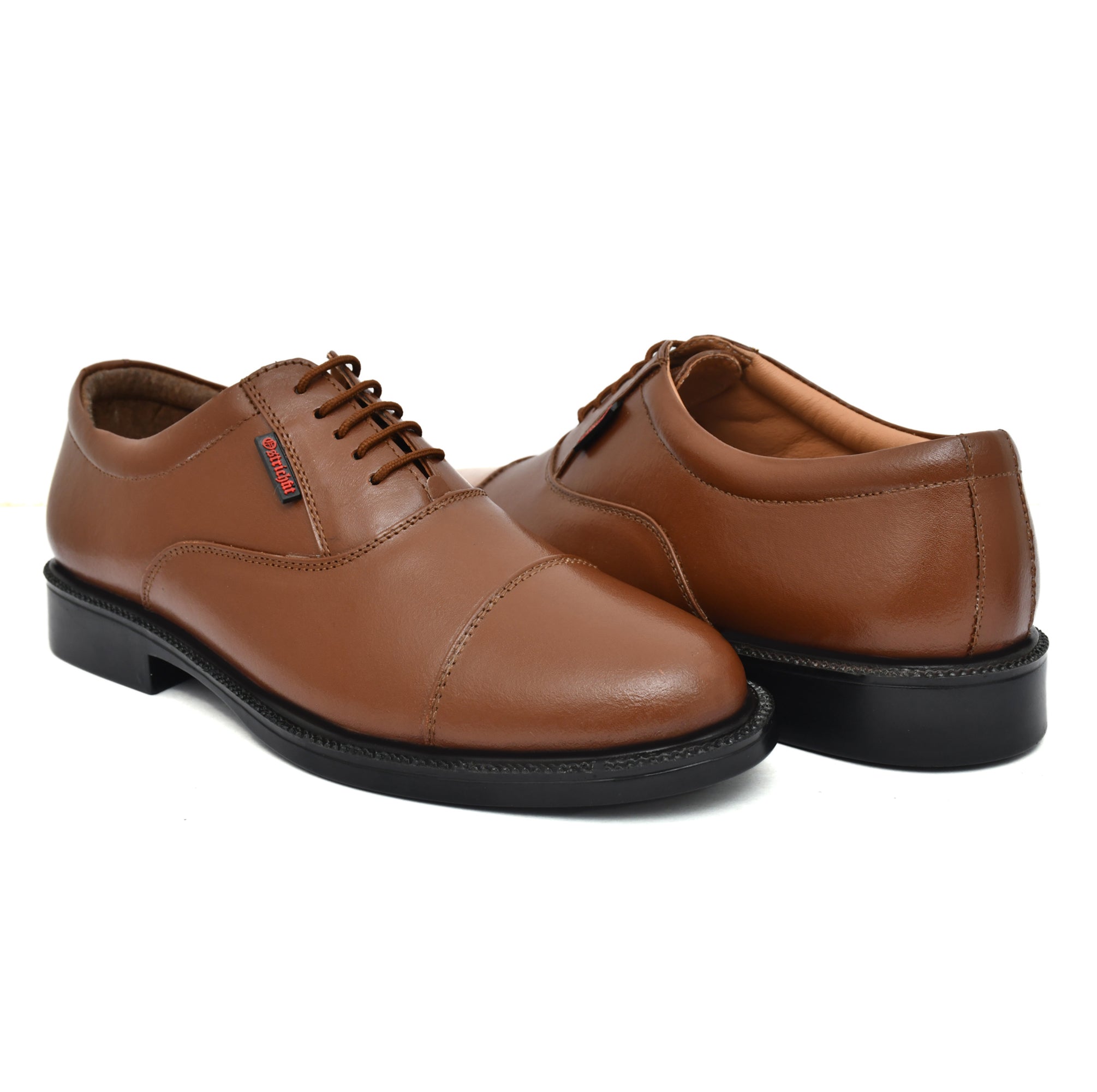 OstrichFit HANDCRAFTED OXFORD TAN PLAIN FORMAL LACEUP DERBY SHOES WITH CAP TOE FOR MEN OF-PS101TAN Article no.: 01