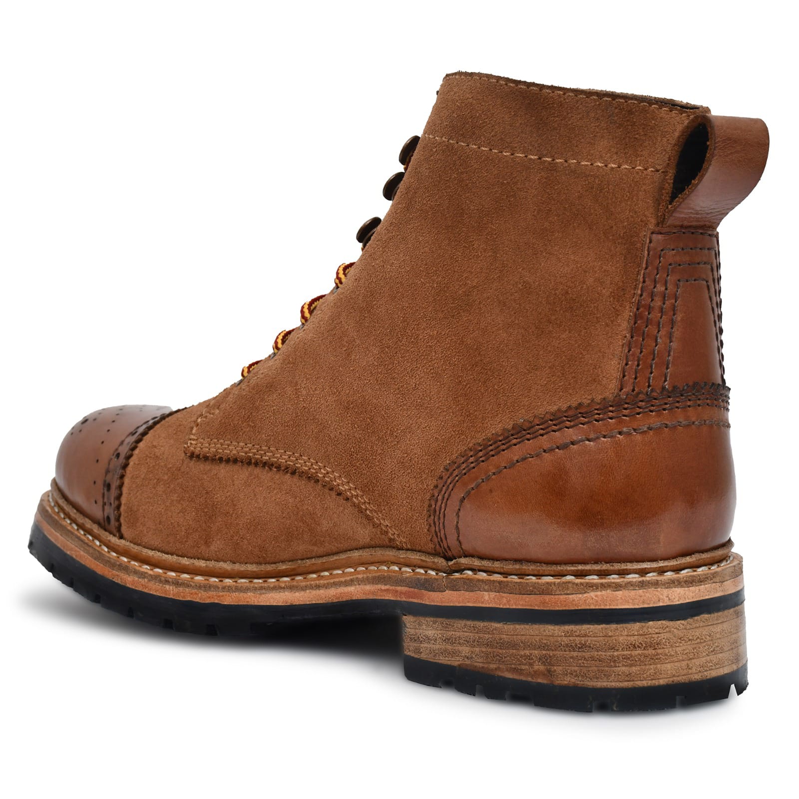 OstrichFit Men's handmade lace-up ankle boots in tan suede leather (ART-OF-PR-DEL1001)
