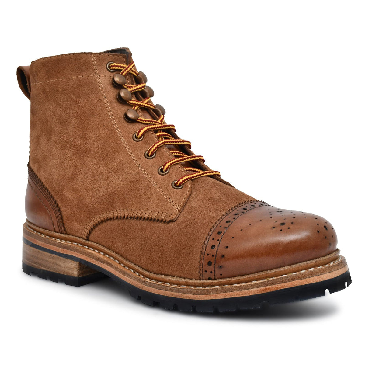 OstrichFit Men's handmade lace-up ankle boots in tan suede leather (ART-OF-PR-DEL1001)