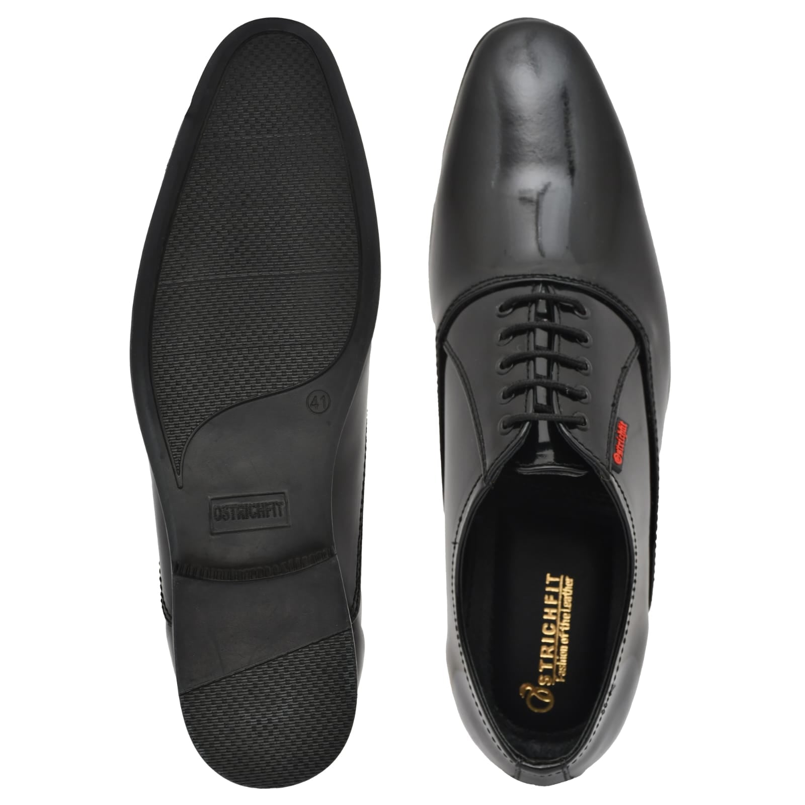 Ostrichfit men's lace-up shoes in Leather Black OF-6527 BLK